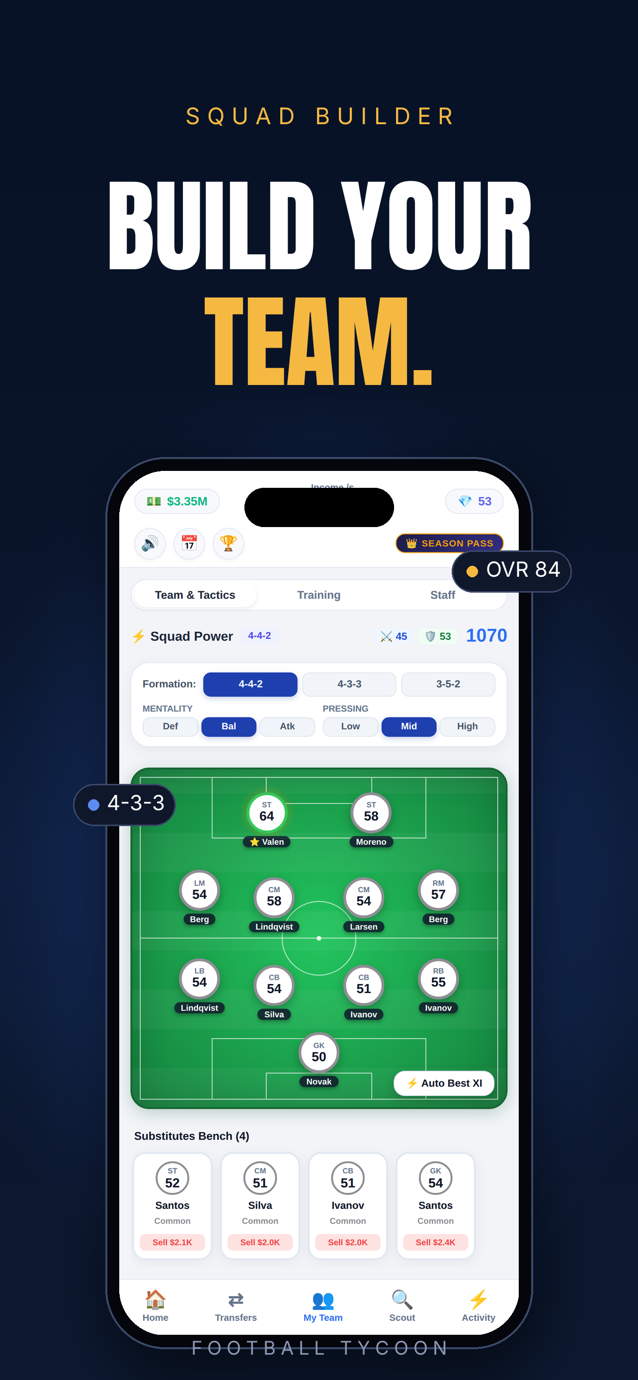 Build your team and set tactics